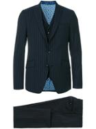 Etro Striped Three Piece Formal Suit - Blue