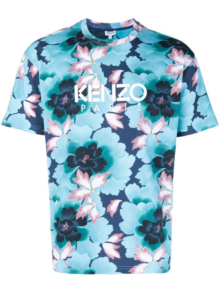 Kenzo Floral Print T-shirt - Blue
