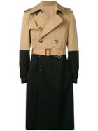 Alexander Mcqueen Colourblock Trench Coat - Brown