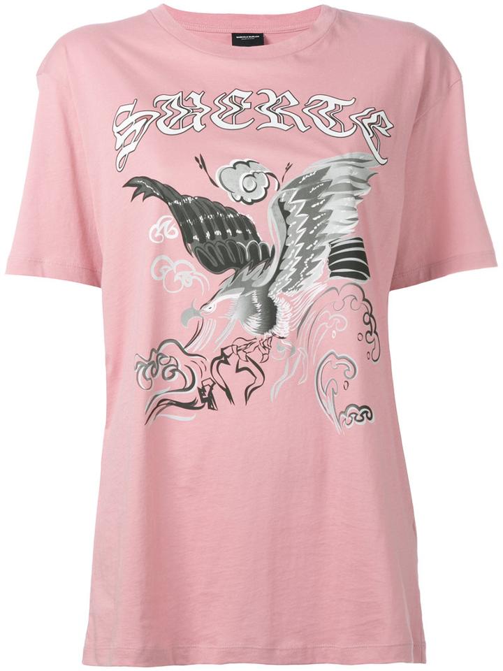 Marcelo Burlon County Of Milan Eagle Print T-shirt, Women's, Size: Small, Pink/purple, Cotton