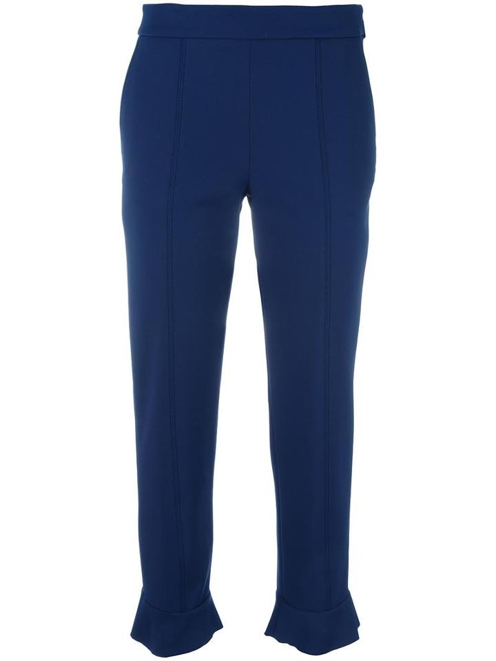 Msgm Ankle Length Pants, Women's, Size: 40, Blue, Cotton/polyester/spandex/elastane/polyamide