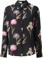 Rochas Floral Print Shirt, Women's, Size: 42, Black, Silk
