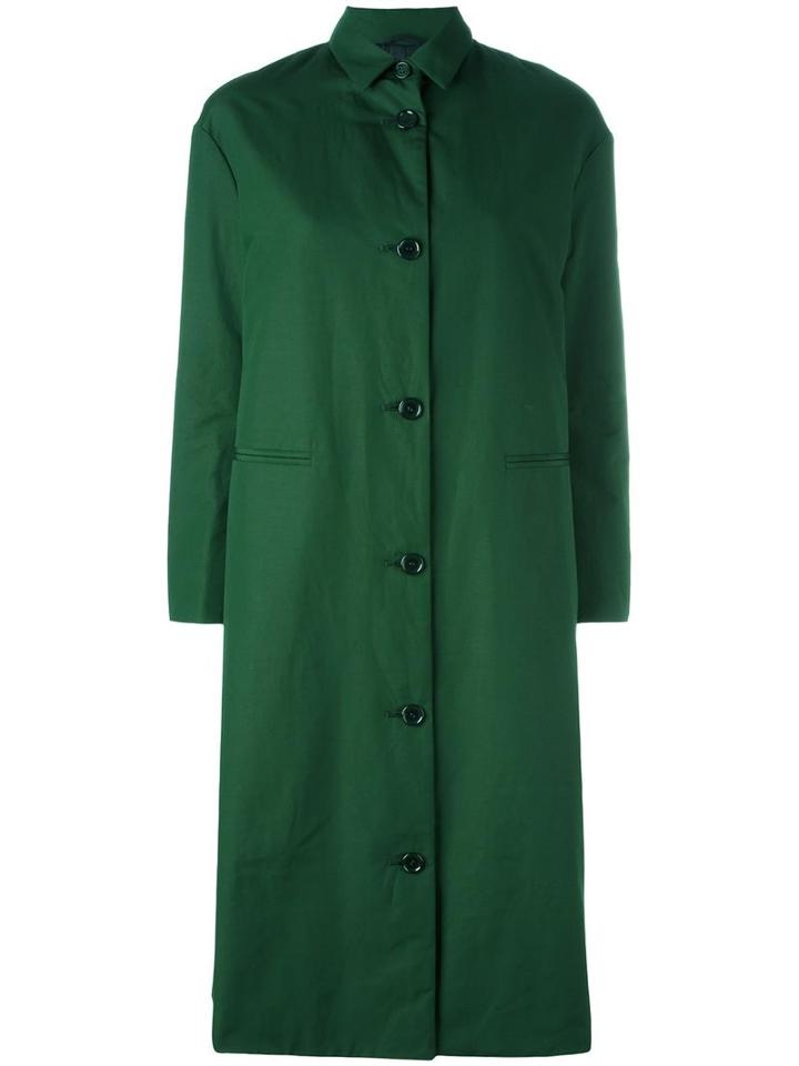 Aspesi Single Breasted Coat, Women's, Size: Small, Green, Cotton/polyester/polyamide