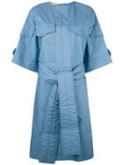Marni - Tie-waist Dress - Women - Cotton - 40, Blue, Cotton