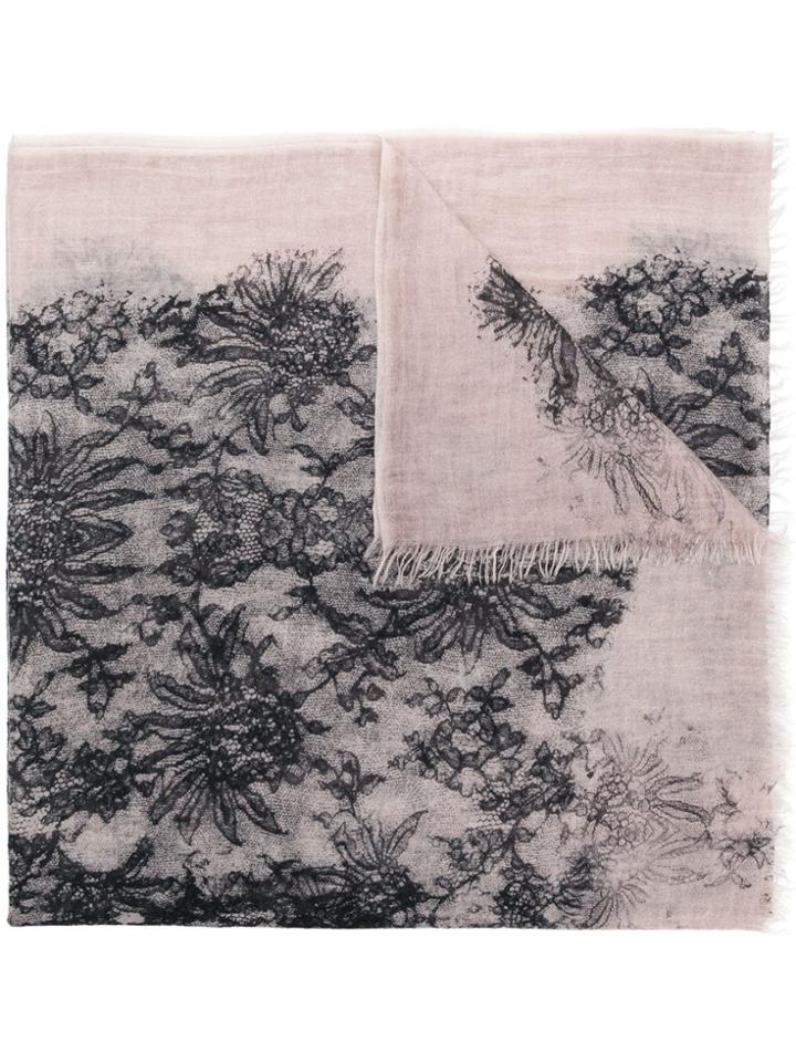 Faliero Sarti Beatrice Floral Frayed Scarf - Nude & Neutrals