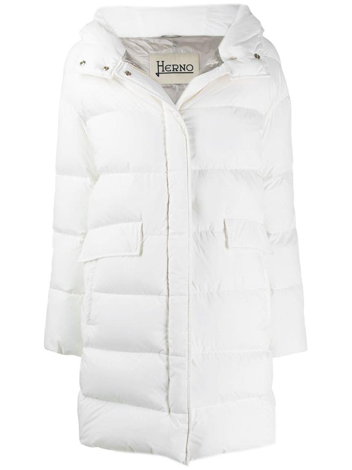 Herno Quilted Hooded Coat - White