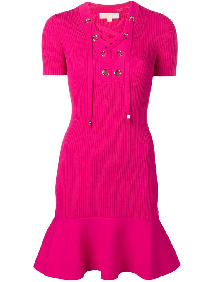 Michael Kors Collection Ribbed Mini Dress - Pink