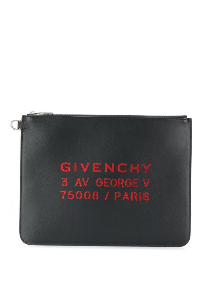 Givenchy Logo Studio Address Printed Clutch - Black