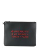 Givenchy Logo Studio Address Printed Clutch - Black