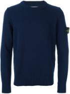 Stone Island Logo Patch Jumper, Men's, Size: Small, Blue, Polyamide/wool
