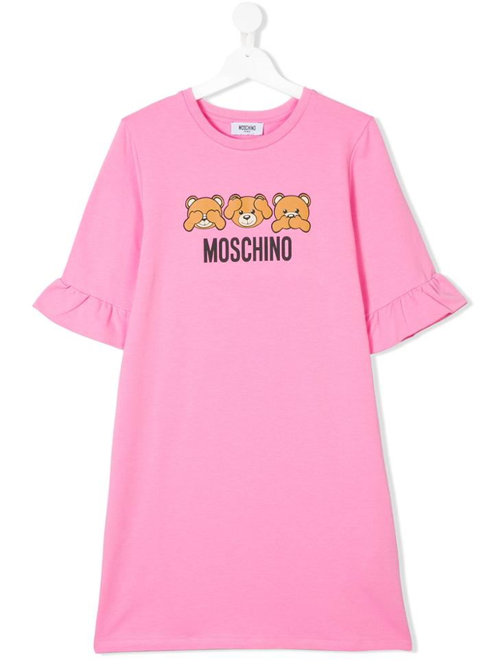 Moschino Kids Bear Logo Print T-shirt - Pink & Purple