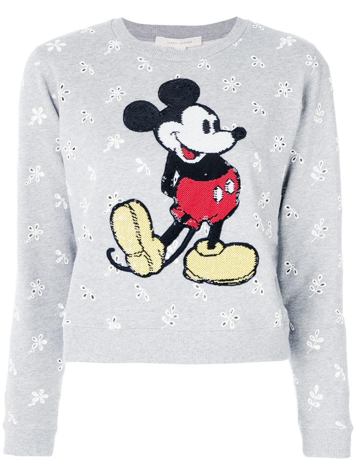 Marc Jacobs - Shrunken Eyelet Sequin Mickey Sweatshirt - Women - Cotton - S, Grey, Cotton