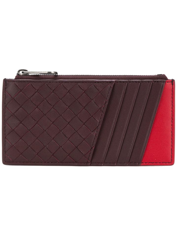 Bottega Veneta Two-tone Woven Wallet - Red