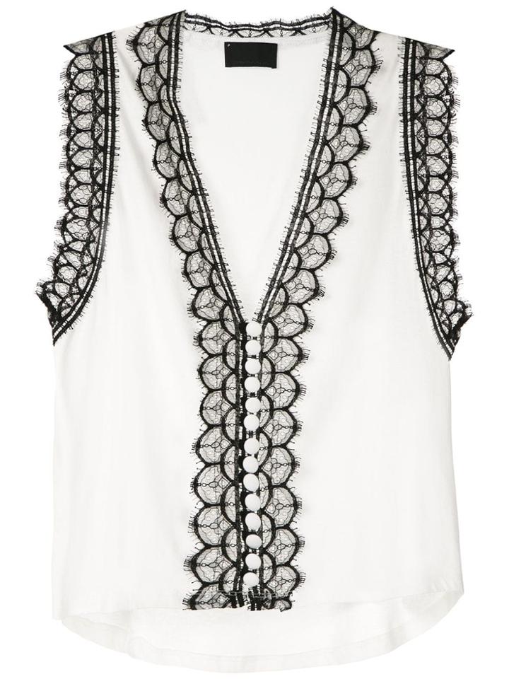 Andrea Bogosian Lace Panels Tank - White