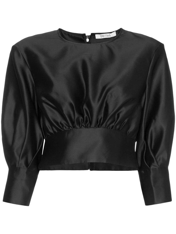 Deitas Sade Pouf-sleeve Silk Blouse - Black