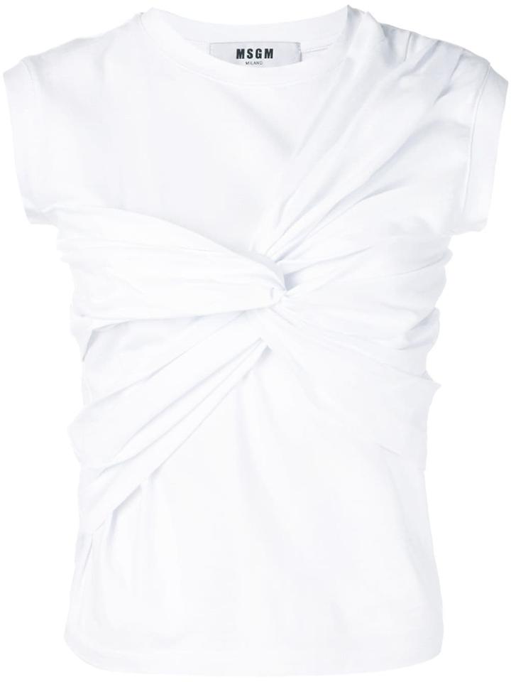 Msgm Gathered Front Tank Top - White