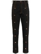 Delada Button Detail Cropped Jeans - Black