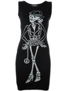 Moschino Skeleton Intarsia Knitted Dress, Women's, Size: 42, Black, Virgin Wool