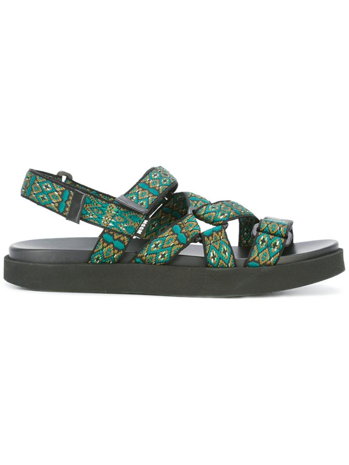 Msgm Geometric Pattern Straps Sandals - Green