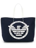 Emporio Armani Logo Canvas Tote - Blue