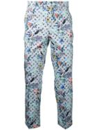Loveless Birds Print Chinos, Men's, Size: 1, Blue, Cotton/polyurethane