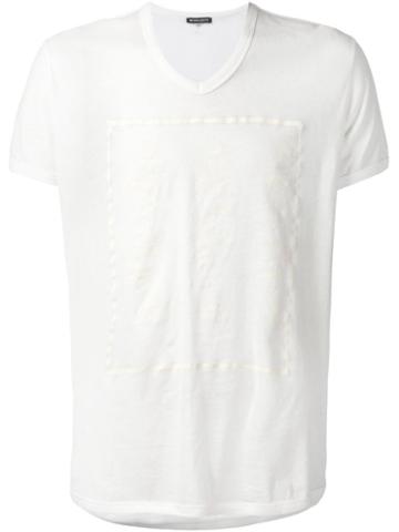 Ann Demeulemeester Printed V-neck T-shirt, Men's, Size: Xs, White, Cotton