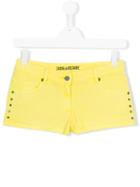 Zadig & Voltaire Kids Teen Star Studded Denim Shorts, Girl's, Size: 16 Yrs, Yellow/orange