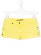 Zadig & Voltaire Kids Teen Star Studded Denim Shorts, Girl's, Size: 16 Yrs, Yellow/orange