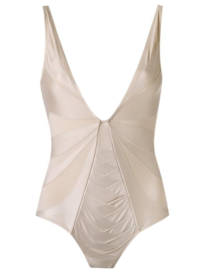 Amir Slama Panelled Swimsuit, Women's, Size: P, Nude/neutrals, Elastodiene