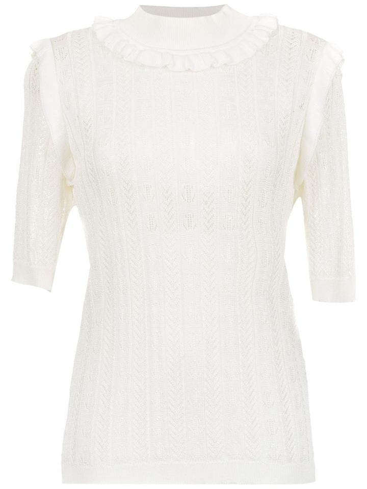 Andrea Bogosian Ruffled Knit Blouse - White