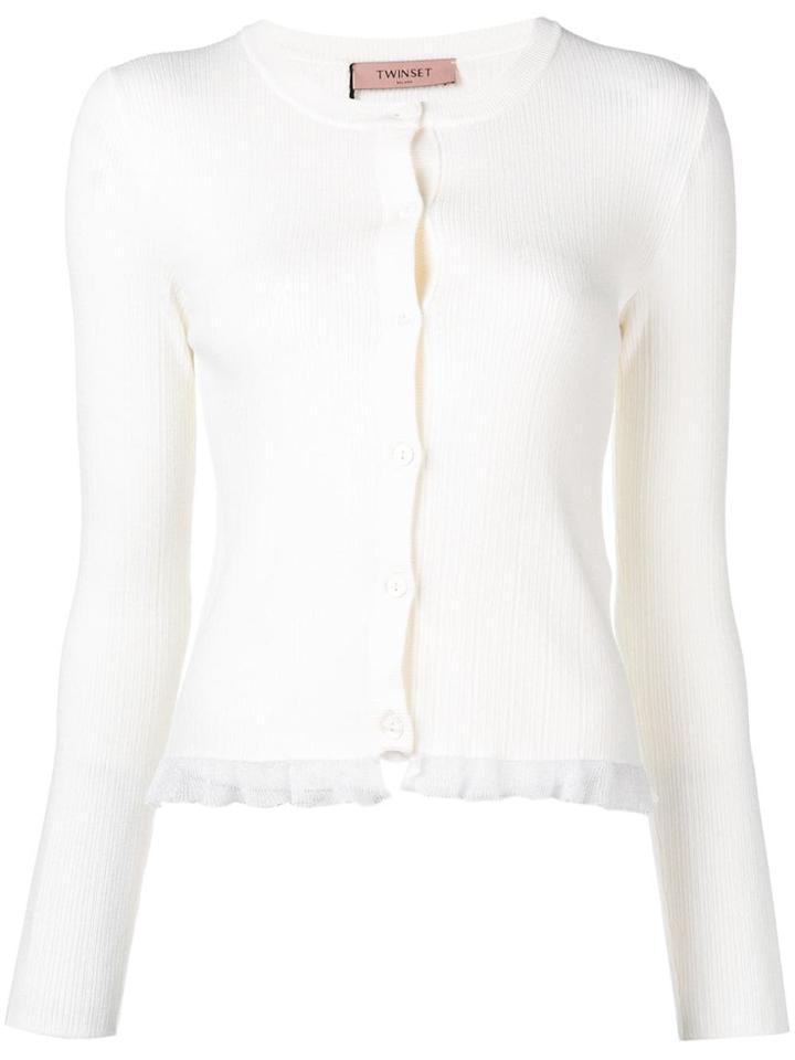 Twin-set Ruffle-trim Cardigan - White
