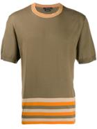 Qasimi Stripe Detail T-shirt - Brown