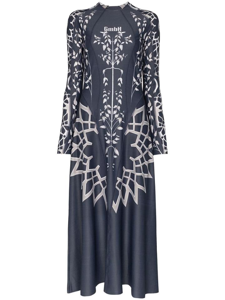 Gmbh Printed Logo Detail Maxi Dress - Blue