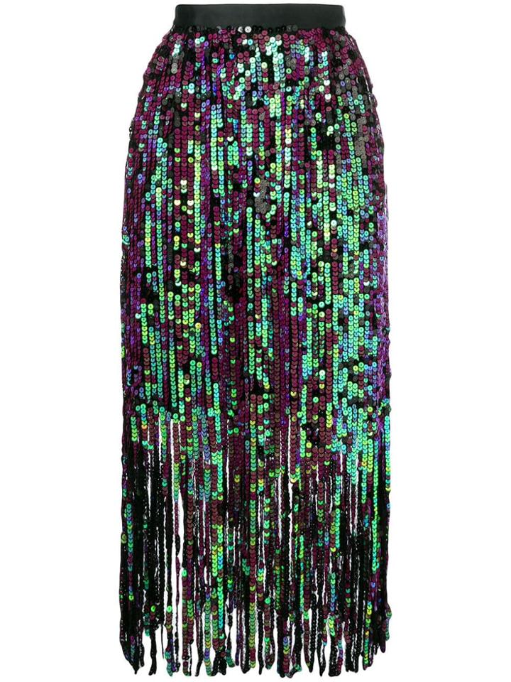 Manoush Fringe Sequin Skirt - Black