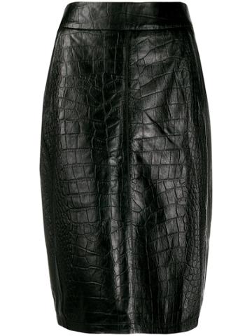 Arma Leather Midi Skirt - Black