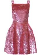 Oscar De La Renta Sequinned Flared Dress - Pink & Purple