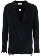 Maison Flaneur Destroyed V-neck Cardigan - Blue