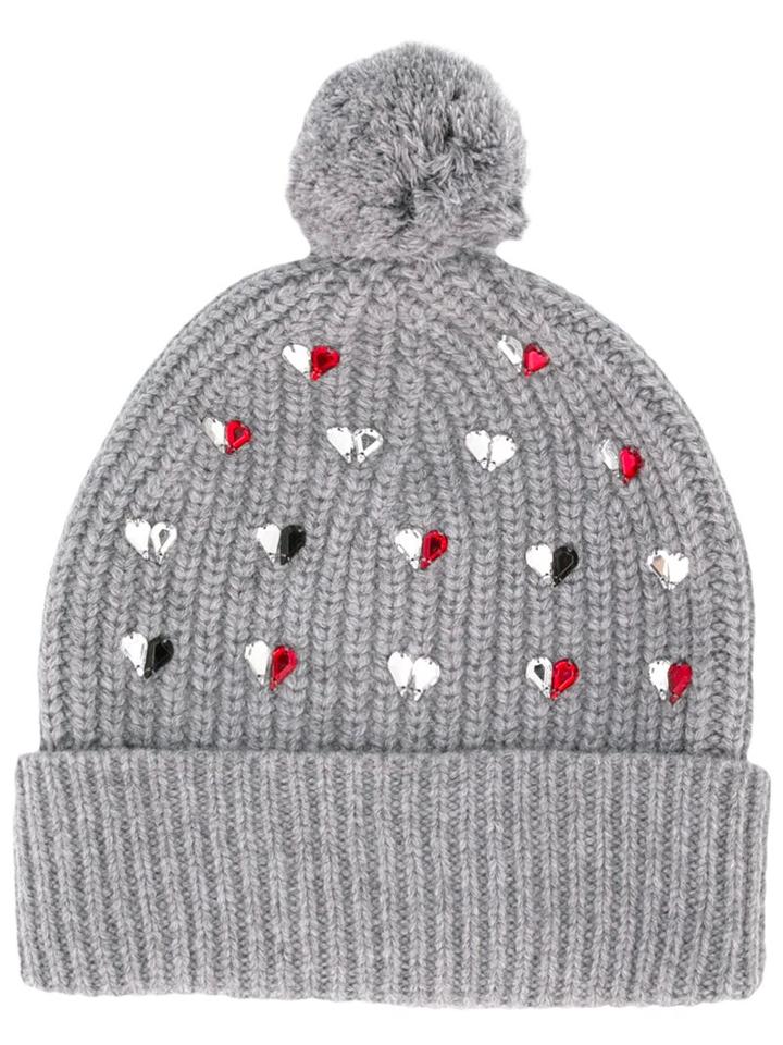 Markus Lupfer 'hearts' Embellished Beanie, Women's, Grey, Wool