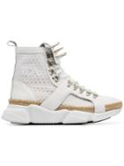Marques'almeida White Spike Mesh And Leather High Top Sneakers