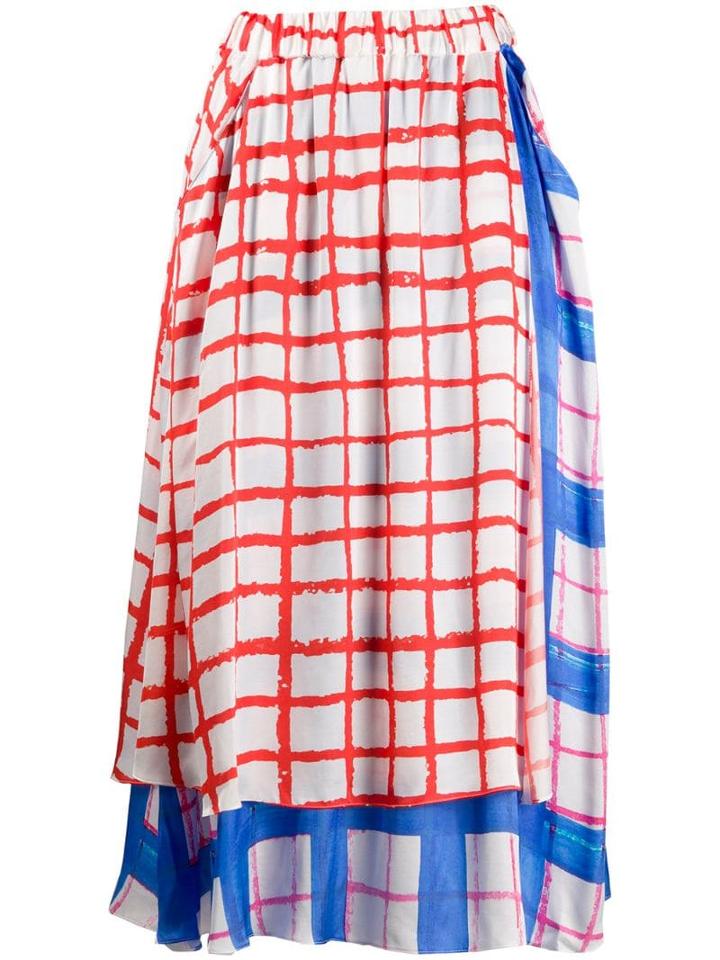 Mira Mikati Layered Plaid Skirt - White