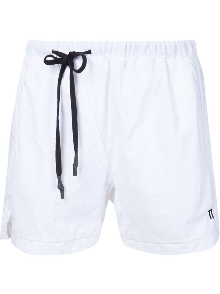 11 By Boris Bidjan Saberi Drawstring Logo Swim Shorts, Men's, Size: Xxs, White, Nylon