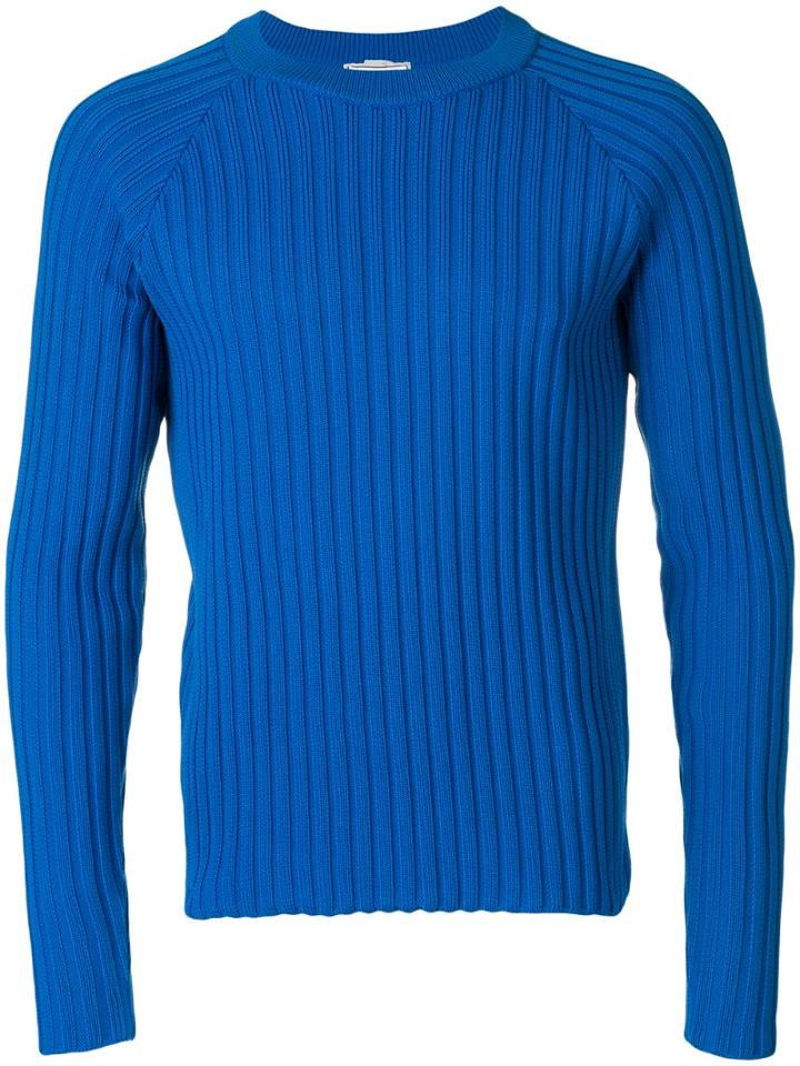 Ami Paris Ribbed Raglan Sleeves Sweater - Blue