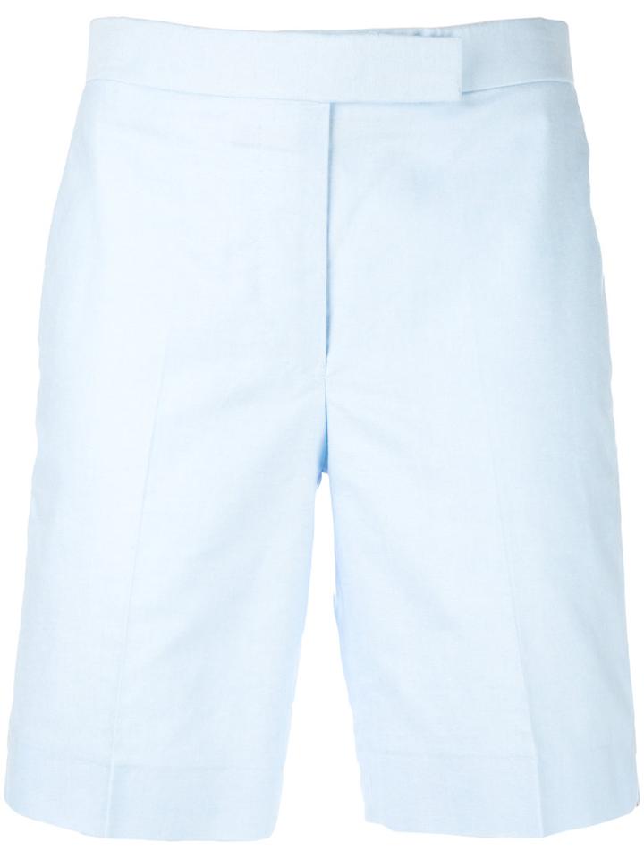 Thom Browne - Fitted Shorts - Women - Silk/cotton - 40, Blue, Silk/cotton