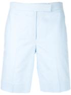 Thom Browne - Fitted Shorts - Women - Silk/cotton - 40, Blue, Silk/cotton