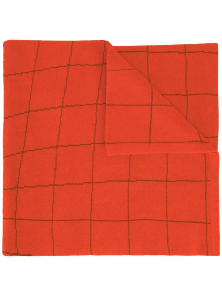 Umd Cashmere 'grid' Knit Scarf - Yellow & Orange