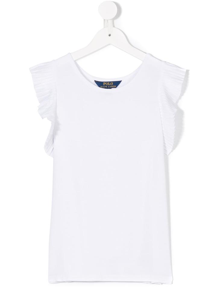 Ralph Lauren Kids Teen Pleated Sleeve Top - White
