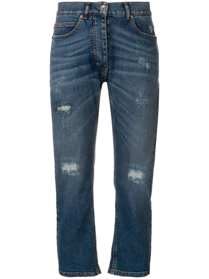 Eleventy Distressed Straight-leg Jeans - Blue