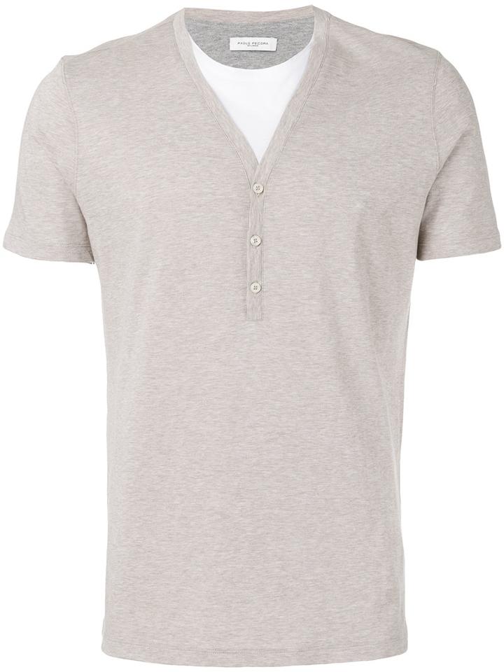 Paolo Pecora - Layered Effect T-shirt - Men - Cotton - L, Nude/neutrals, Cotton