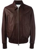 Ami Alexandre Mattiussi Leather Zipped Jacket, Men's, Size: Large, Red, Leather/acetate