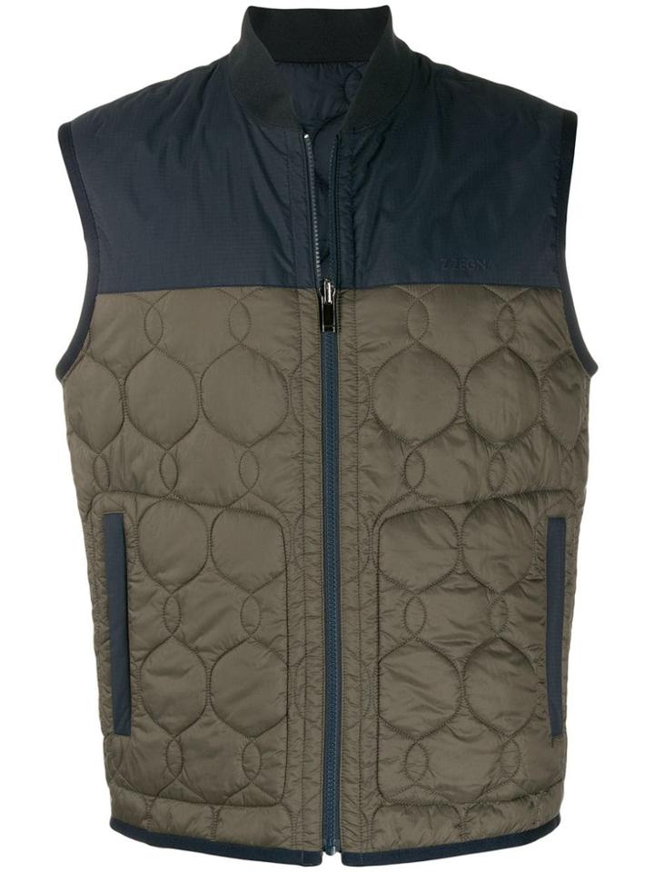 Z Zegna Quilted Panel Gilet - Blue